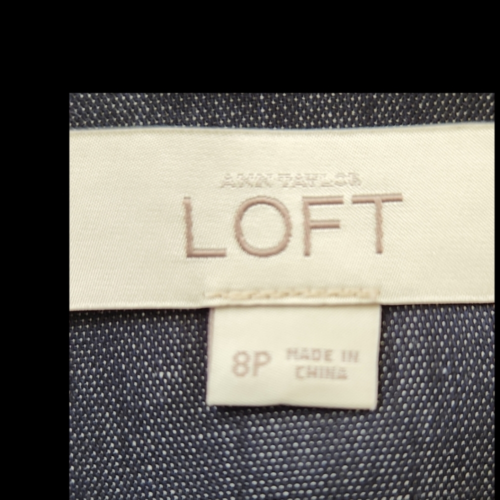 ANN TAYLOR LOFT 8 PETITE  DARK DENIM LOOKING SKIRT - Picture 3 of 6